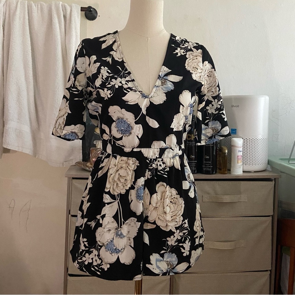Backless Floral Romper